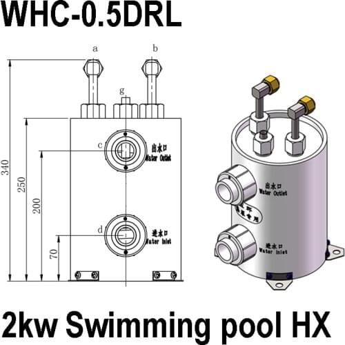 0.5HP 2KW Titanium Tube Swimming Pool Heat Exchanger Seawater Condenser WHC 0.5DRL