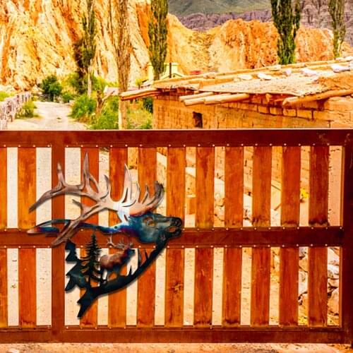 Metal Antler Faux Deer Skull Ornament Wall Hanging Decoration Home Decor Garden Animals Silhouettes Living Room Decor Ornaments