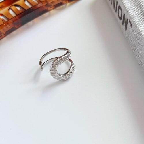 MLKENLY Minimalist punk 925 sterling silver Double line Rings For Woman Fashion Gothic Finger Jewelry Wedding Party opening Ring