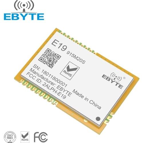 E19-915M20S LoRa 915MHz Wireless Transceiver Module Spread Spectrum 20dBm Long Range 5km EBYTE Stamp Hole Antenna SPI Interface