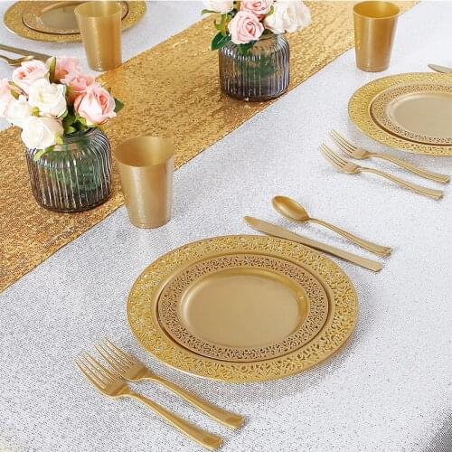 Disposable food grade hard plastic western dining plate 25 people set wash free convenient restaurant outdoor activity tableware