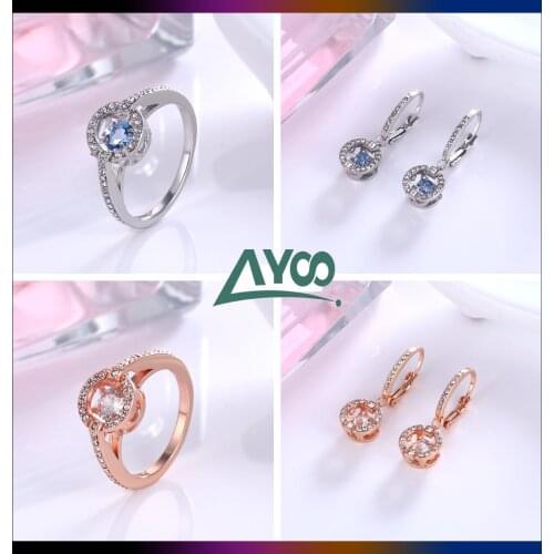 SWA Fashion Jewelry High Quality Charm Original 1:1, Charming Beating Heart Lady Ring Earring Set Fashion Jewelry Romantic Gift