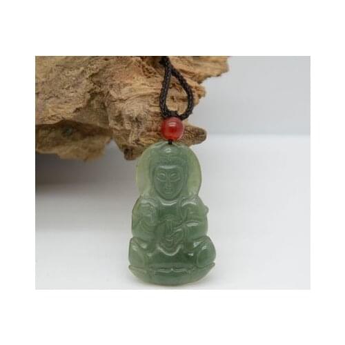 14k Gold Natural Emerald Buddha Necklace Pendant