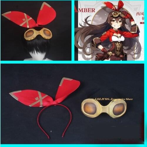 New Anime Genshin Impact Mondstadt Amber KC Hair Hoop Headband Glasses Props Cosplay Costume Headwear Halloween Accessories