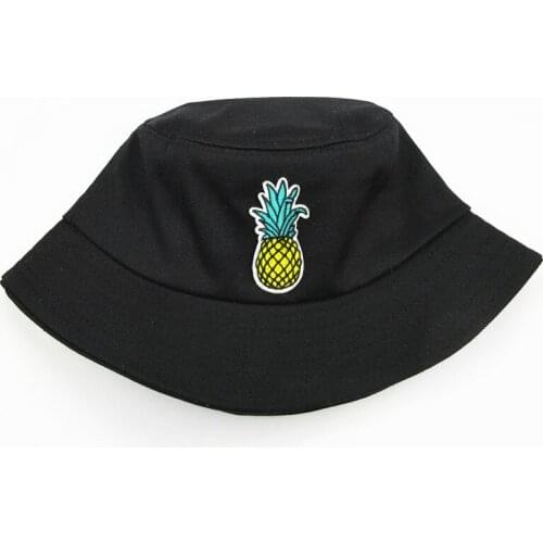2021 Pineapple Fruit Embroidery Cotton Bucket Hat Fisherman Hat Outdoor Travel Hat Sun Cap Hats for Men and Women 147