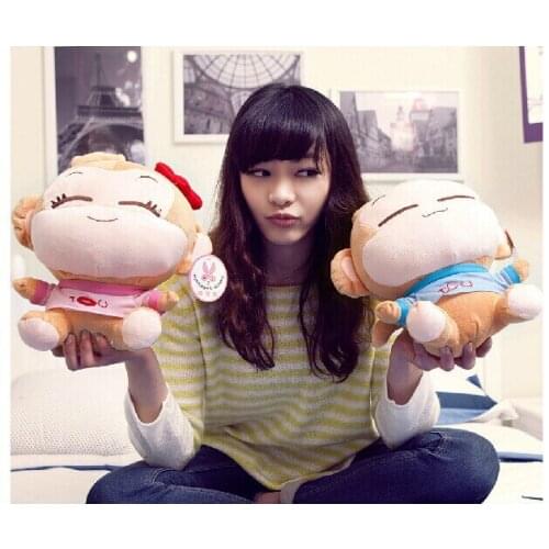 A pair of cute monkey toys plush happy monkey toys lover monkey yoyo and cici gift doll about 30cm 0132