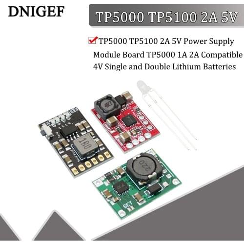 DNIGEF TP5000 TP5100 2A 5V Power Supply Module Board TP5000 1A 2A Compatible with 4.2V 8.4V Single and Double Lithium Batteries