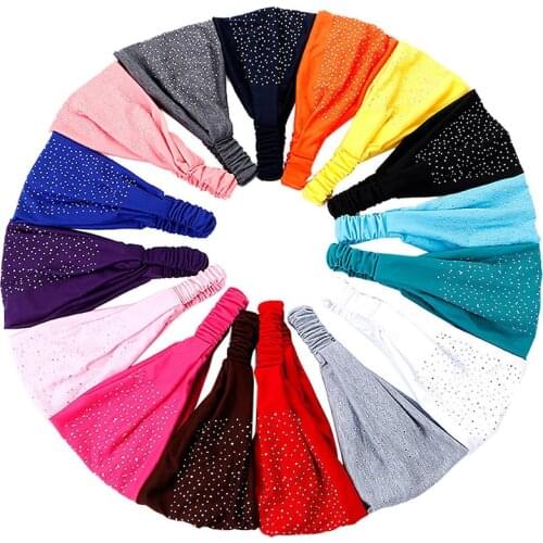 Fashion Women Lady Soft Cotton Stretch Twist Headbands with Crystal Turban Sport Hair Accessories Bandage Head Hair Bands