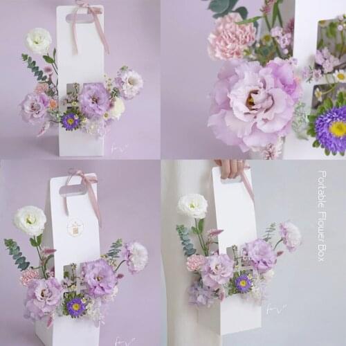 Party decor Portable vase DIY flower basket Romantic Mothers Day kraft paper handbag gift Valentines Day bouquet flower box