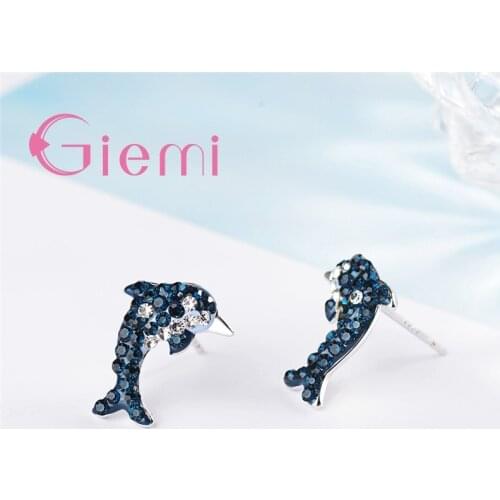 Lifelike Animal Dolphin Elegant Particular Novel Beautiful Charm Women Stud Earrings Couple Wife Daughter Silver Color Best Gift