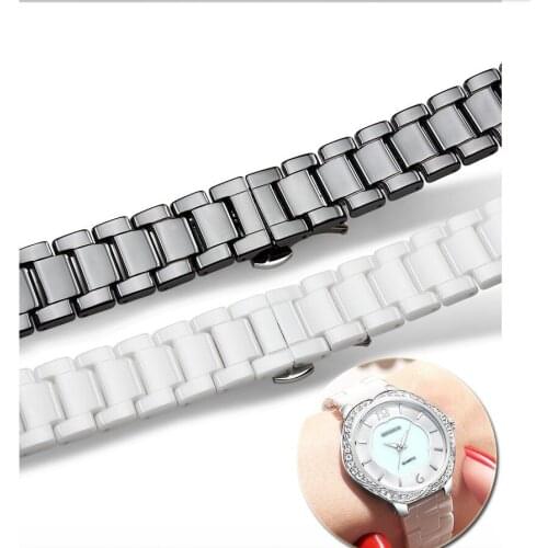 14 16 18 20 22mm Ceramic Watch Band for Samsung Gear S3 Classic Link Bracelet Butterfly Buckle Glossy Strap For Watch 46mm 40mm