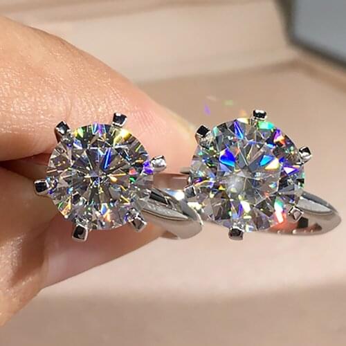 18K White Gold Women Ring Moissanite Diamonds 1 2 3 4 5 Carat Round Classic Wedding Party Engagement Anniversary Ring Trendy
