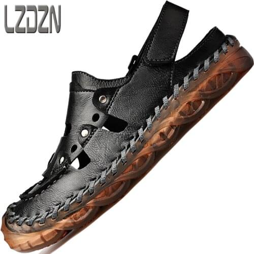 Summer Mens Shoes Sandals Tendon Soles For The Elderly Lazy People Handmade Soft Soles Models Wide-Headed Fat Feet 2021New Wave