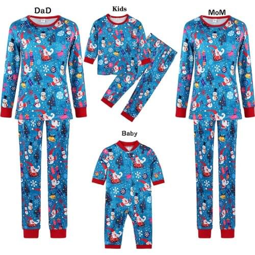 Family Matching Pajamas Set Father Mother Son Daughter Clothes Cartoon Printed Christmas Adult Kids Homewear Suit Baby Romper