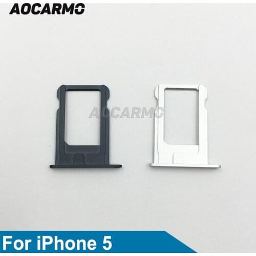 Aocarmo Silver/Grey Metal Nano Sim Card Tray Slot Holder Replacement Part For iPhone 5 5G