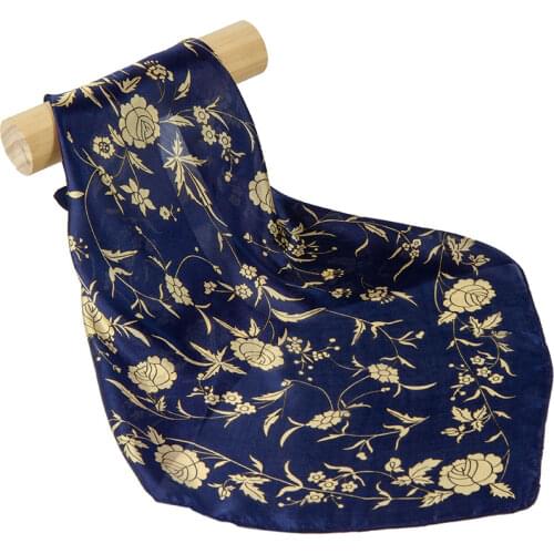 Natural Silk Scarf Women Bandana Female Hair Scarf for Women Silk Head Scarf Top Fashion Womens Square Silk Neck Scarf Flower