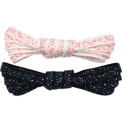 Weiou 7MM A Pair Trendy Canvas Boots Shoe Laces Black Red Spray Spot Solid Polyester Shoelaces With Custom Private Label шнурки