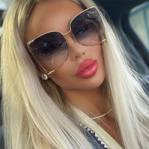 Fashion Stars Brand Square Sunglasses Women Alloy Half Frame Shades Original Pearl Oversized Sun Glasses For Female ins Eyewear