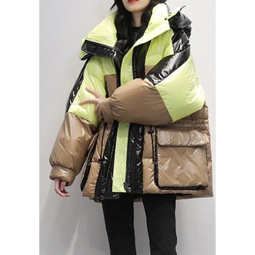 Loose Down Coat Long Parka Women Fad Winter White Duck Down Jacket Female Parkas Hooded Thicken Warm Snow Down Outwear