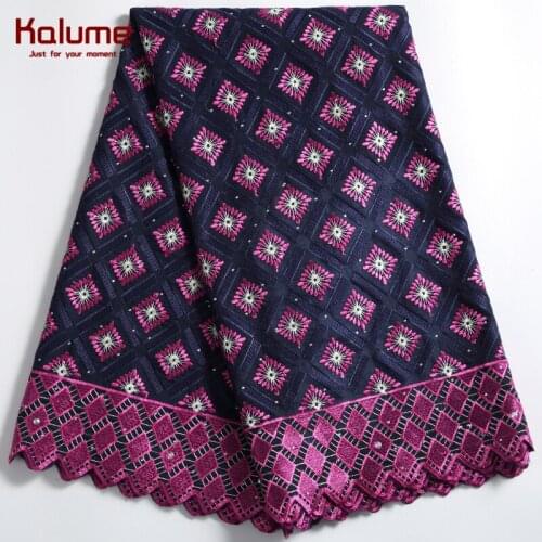 Kalume Top African Swiss Cotton Lace Fabric Fuchsia Nigerian Swiss Voile Cotton Lace In Switzerland Stones For Dress Party F2273