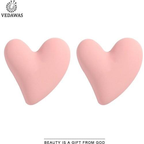 Vedawas Korean Colorful Heart Earrings for Women Boho Cute Round Square Stud Earrings Girlfriend Gifts Jewelry Party Wholesale
