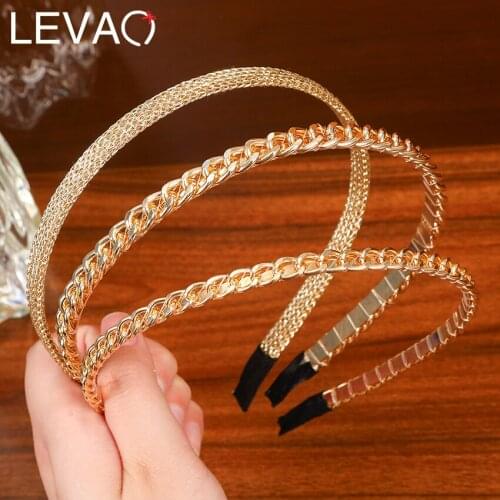 Levao New Punk Style Headband Hairband for Women Alloy Chain Head Bezel Hair Hoop Bands Gold Headbands Girls Hair Accessories
