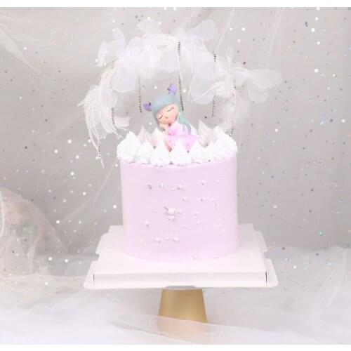 1PC Cute Sleep Baby Boy Girl Lace Cake topper Elegant Resin Wedding Decoration Figurine Casamento Mariage wed decor cake topper