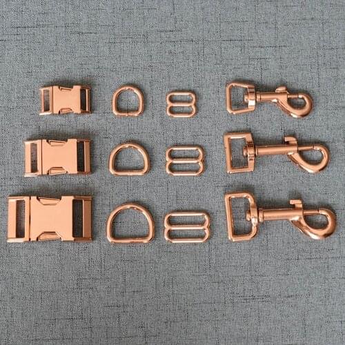 10 Sets 15mm 20mm 25mm Metal Belt Buckle Slider D Ring Snap Clip Hook For Pet Dog Collar Leads Lock Lobster Clasp Accessories