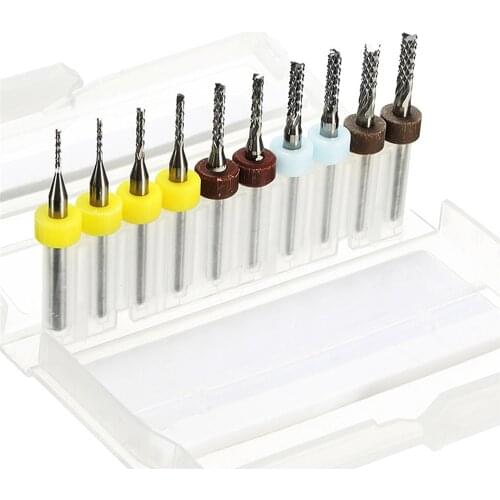 10pcs 1/1.5/2/2.5/3mm Carbide End Mill Cutter PCB Drill Bit