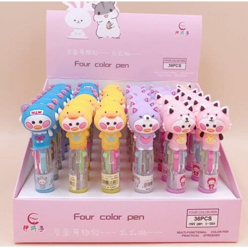 36 pcs/lot Cartoon Bear 4 Colors Ballpoint Pen Cute mini ball pens School Office writing Supplies Stationery Gift