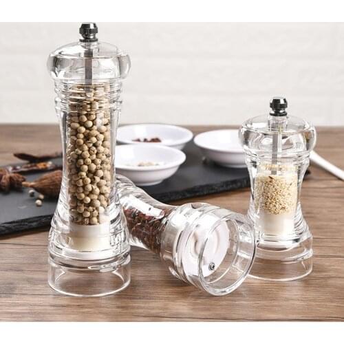 Acrylic Grinder Transparent Pepper Mill Manual Crusher Ceramic Core Multifunctional Cruet Kitchen Tool