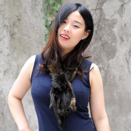 CX-S-130D Women Winter Fashion Mink Fur Scarf Stripe Girls Knitted Scarf Warm Real Fur