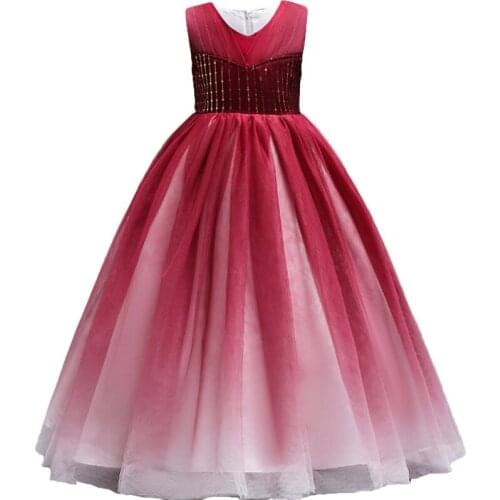 Sequined Girls Princess Wedding Dresses Baby girls NEW YEAR Costume Kids Elegent First Communion Formal Rainbow Dress For Girls