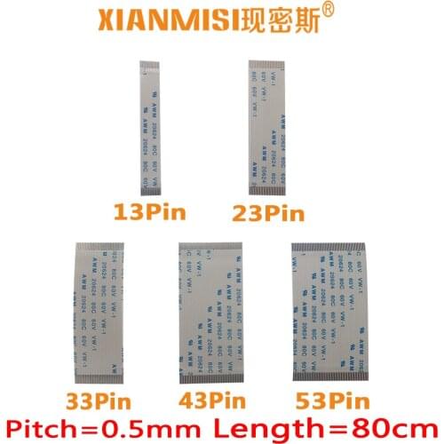 FFC/FPC Flat Flex Cable 13Pin 23Pin 33Pin 43Pin 53Pin Same Side 0.5mm Pitch AWM VW-1 20624 20798 80C 60V Length 80cm 5PCS