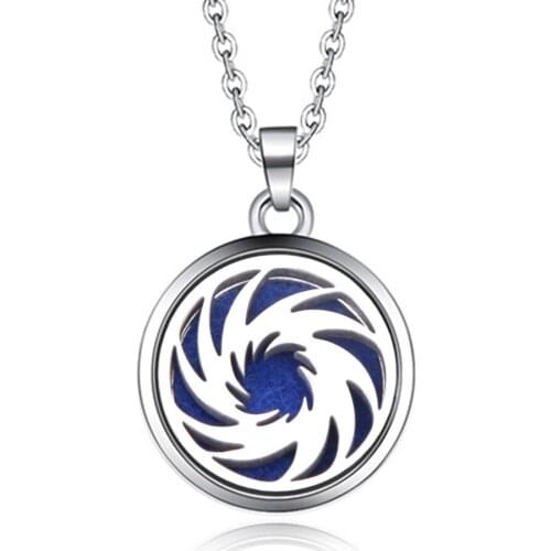 Round 27MM whirlwind Aroma Pendant Necklace Stainless Steel Aromatherapy Essential Oil Diffuser Perfume Locket Pendant Jewelry