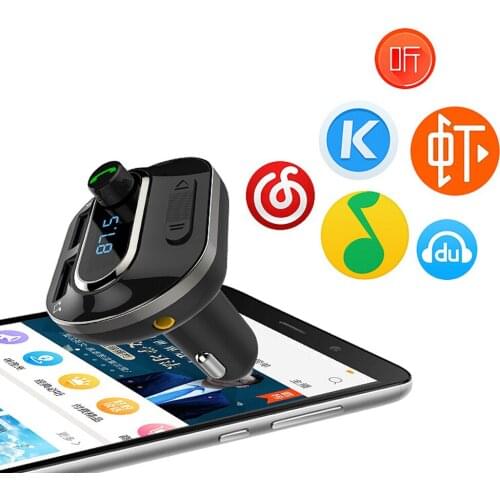 Multi-function BT FM Transmitter Wireless Transmitter Universal Car Charger with Dual USB Charging Ports MP3 Vehicle Charger