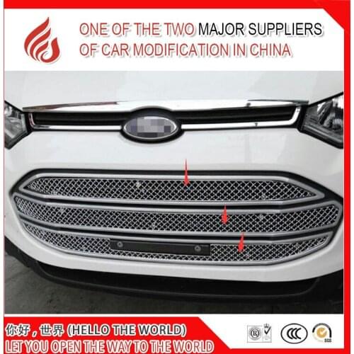 Stainless steel modification car front grille racing grills grill cover trim for Ecosport 2013 2014 2015