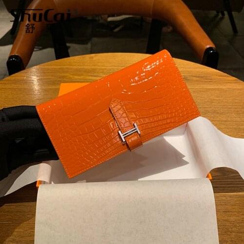 Fashion Genuine Leather Wallets Womens Wallet Long Coin Purse Ladies Solid Hasp Leather Wallet Female Clutch Card Holder Wallet