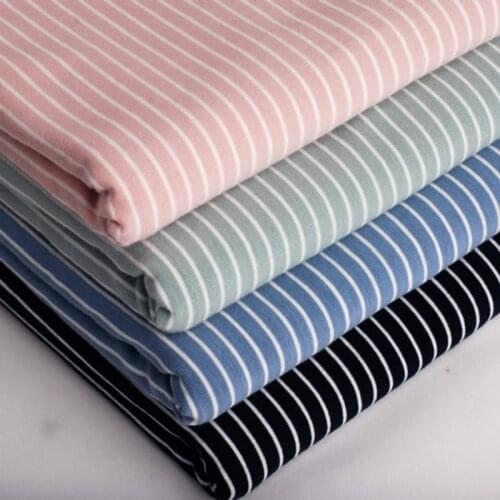 Soft Cotton Knitted Jersey Fabric 4 Way Stretchy Striped Cotton Fabric for Baby T-shirt Pajama Clothes 50*165cm
