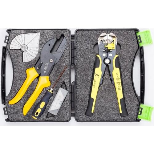 Hand Tool Set Professional Cutting Pliers + Stripping Pliers Kit Angle Pliers and Split Blades with Dial 45 -135 Degrees