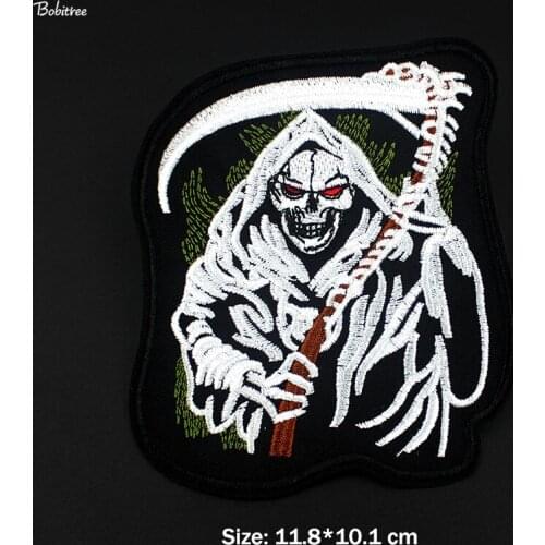 Punk Skull Death Cloth Patch Iron On Embroidered Badge Appliques for Jackets Jeans Backpack DIY Stickers