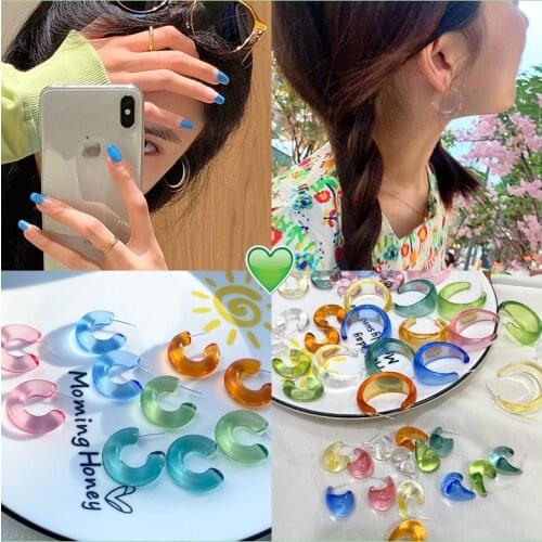 2021 New Trendy Transparent Acrylic C-shaped Earrings For Women Fashion Summer Fresh Temperament Jewelry Decoration Friend Gift