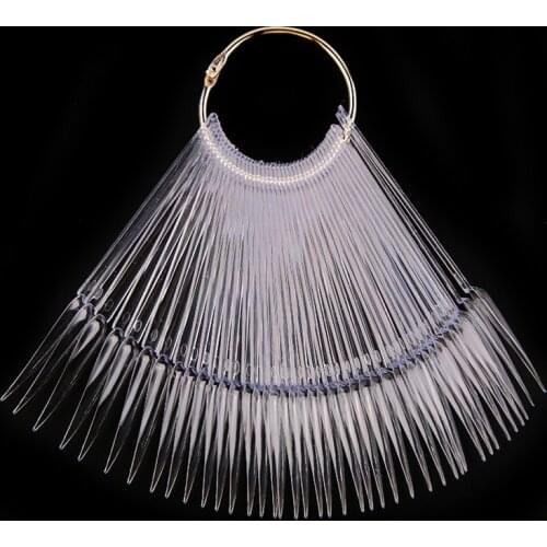 Newest False Nail Tips Clear Fan Finger Full Card Stiletto Nail Art Display Practice Long Acrylic UV Gel Polish Tool Manicure