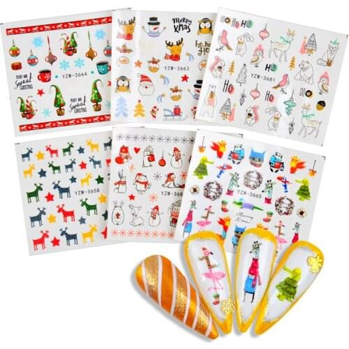 New Designs Christmas Pattern for Nail Art Decorations Water Sticker Snowflake/Christmas Tree/Gift Slider Nail Decals Polish