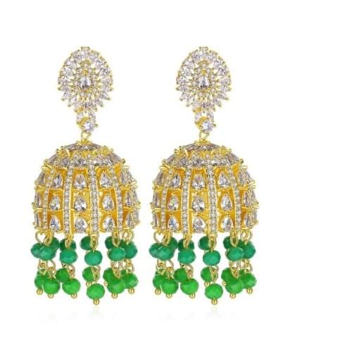 Wholesale New Fashion Elf Tower Earrings Copper Inlaid AAA Zircon Indian Style Creative Heart Shaped Pearl Earrings Female