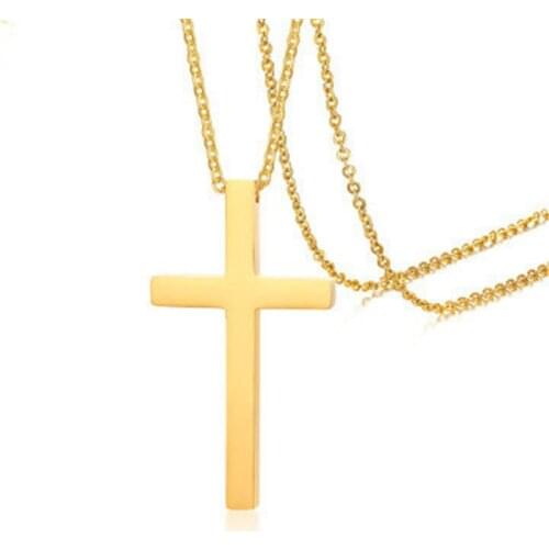 Hip Hop Tready Stainless Steel Cross Necklace Pendants For Women Men Jewelry Dropshipping Gold Silver Black
