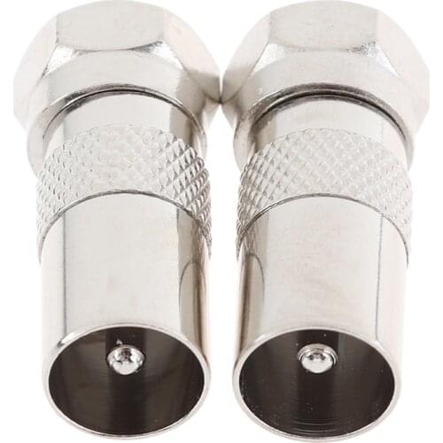 2Pcs/lot F Type Male Plug Connector Socket To RF Coax TV Aerial Male Adapter High Quality