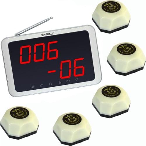 SINGCALL Wireless Buzzer System for Effective Service 5 Table Bells 1 Receiver