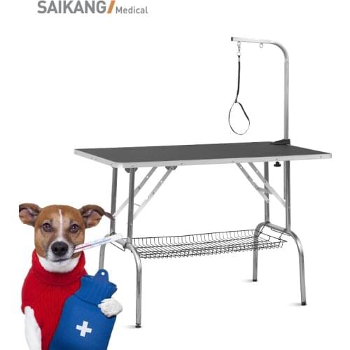 SK-PGT01 SAIKANG Professional Veterinary Equipment Stainless Steel Adjustable Manual Pet Grooming Table