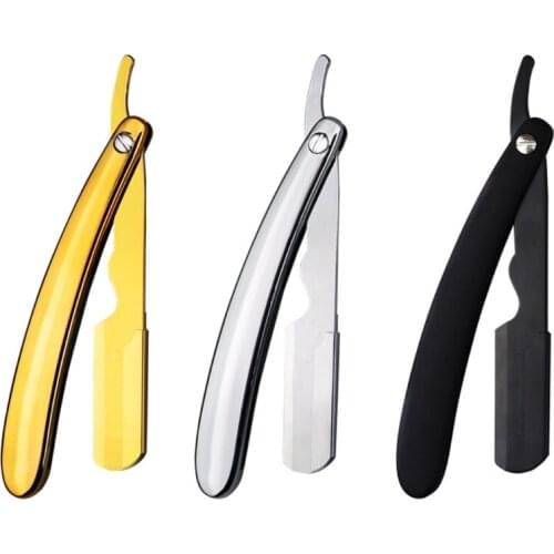 Folding Straight Razor Stainless Steel Shaving Razor Single Edge without Blade